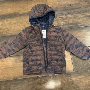 Gap Mickey Mouse, puffer jacket, brown and navy blue size 4T